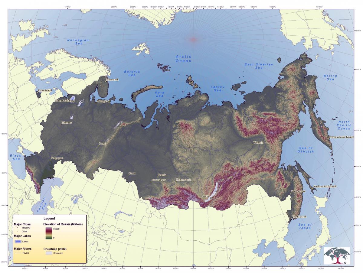 Mapa de altitude da Rússia