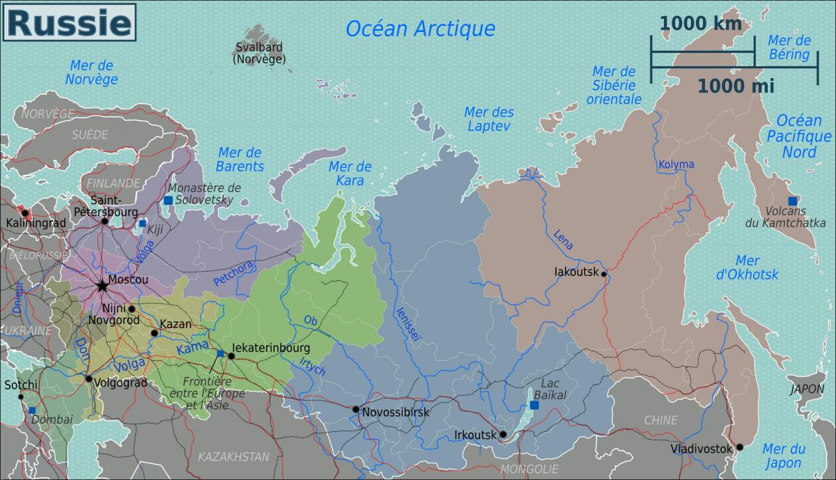 Mapa das zonas da Rússia