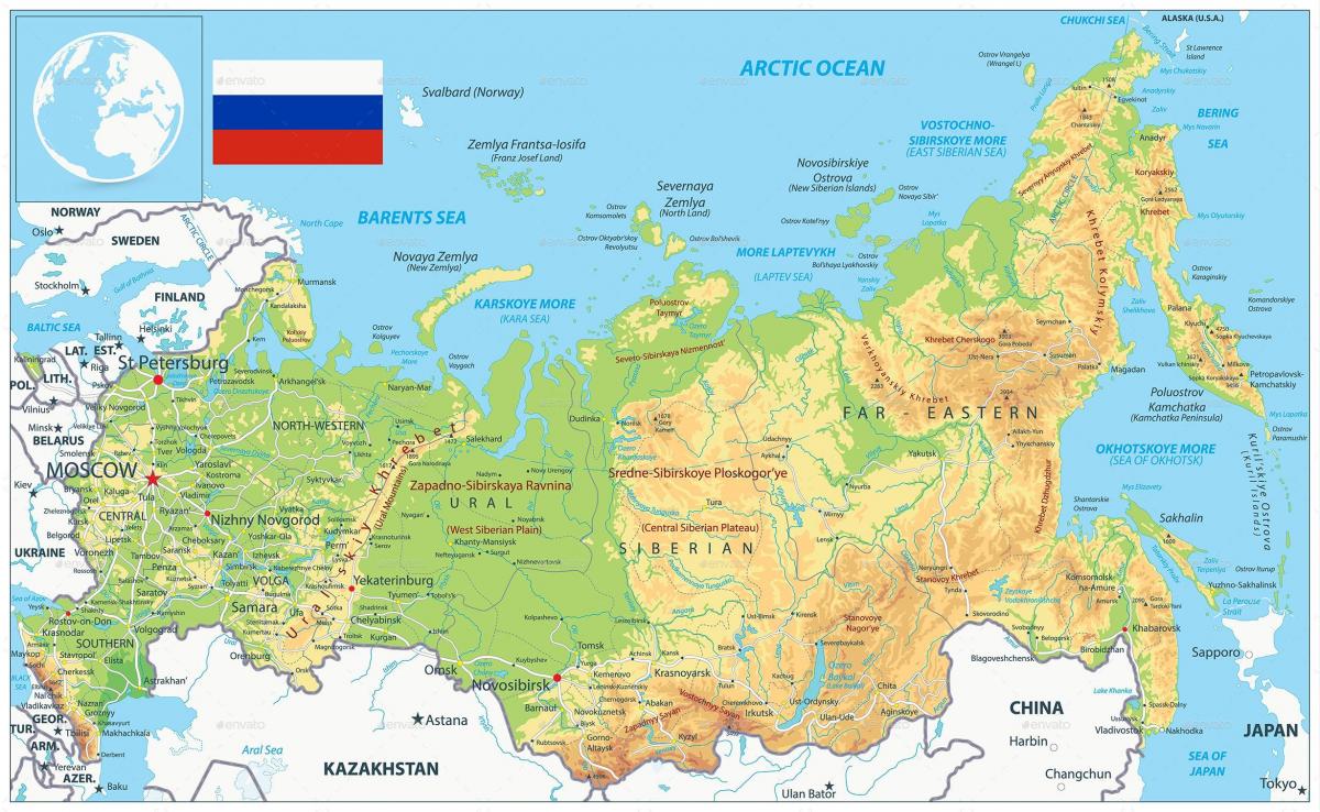 Mapa do país Rússia