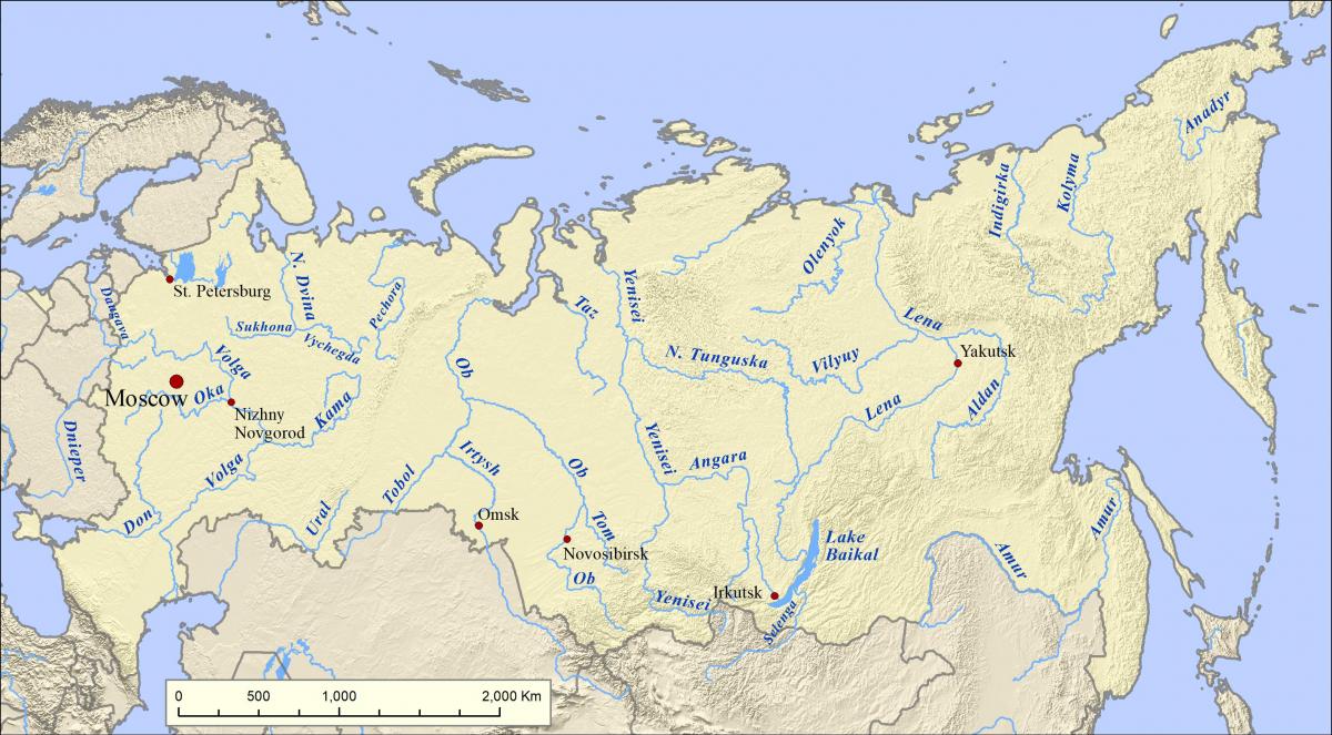 Mapa dos Rios na Rússia